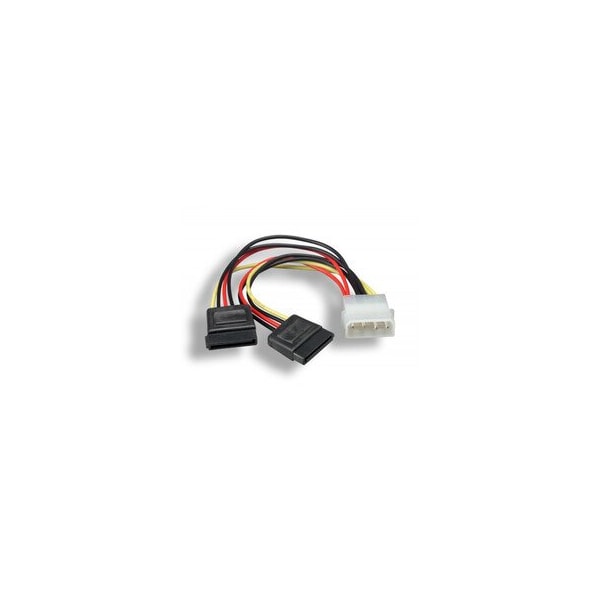 Cable Wholesale LP4 5.25 Male to SATA 15-Pin Female x 2 Internal Computer Power Adapter Y Cable, 6in 31SA-006P - main
